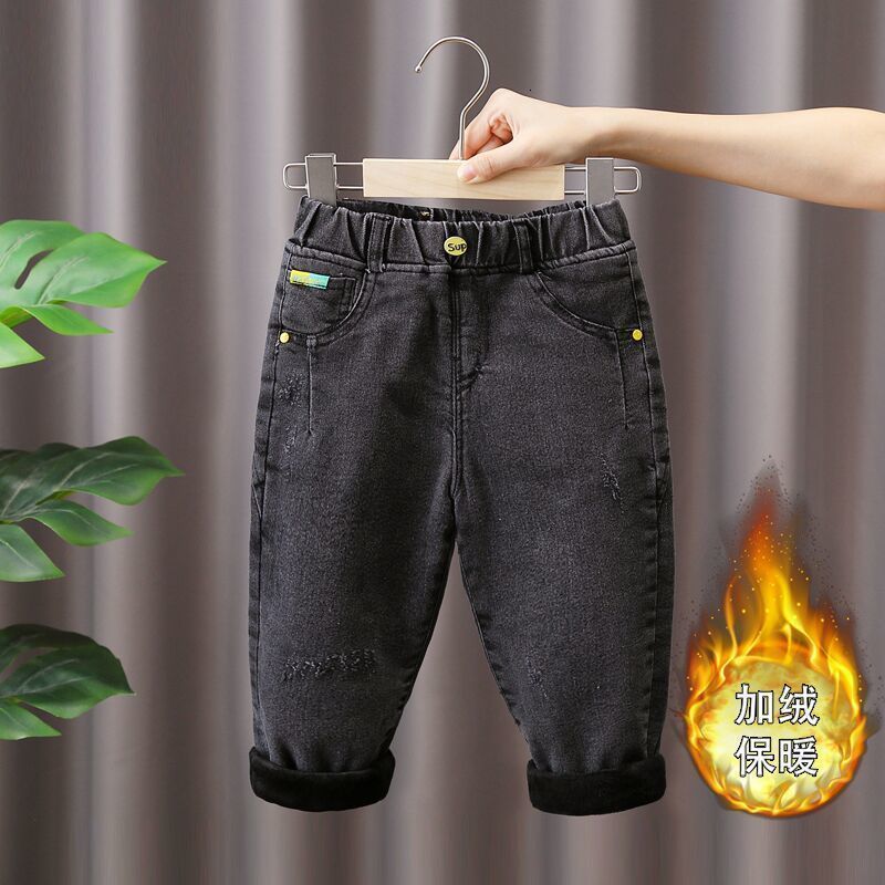 Jeans Autumn Winter Boys Trousers Children's Plush Thick Jeans Children's Casual Pants Fashion Baby Pants 230406
