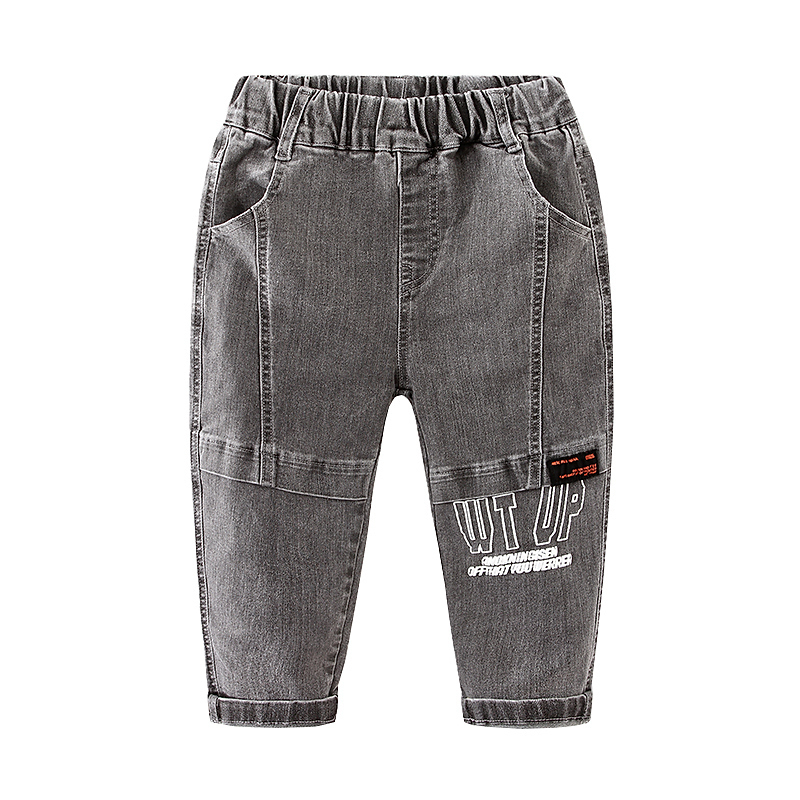Jeans Spring Autumn 3 4 6 8 10 12 Years Children's Clothing Kids Denim Long Pants Fashion Letter Jeans Trousers For Baby Boys 230306