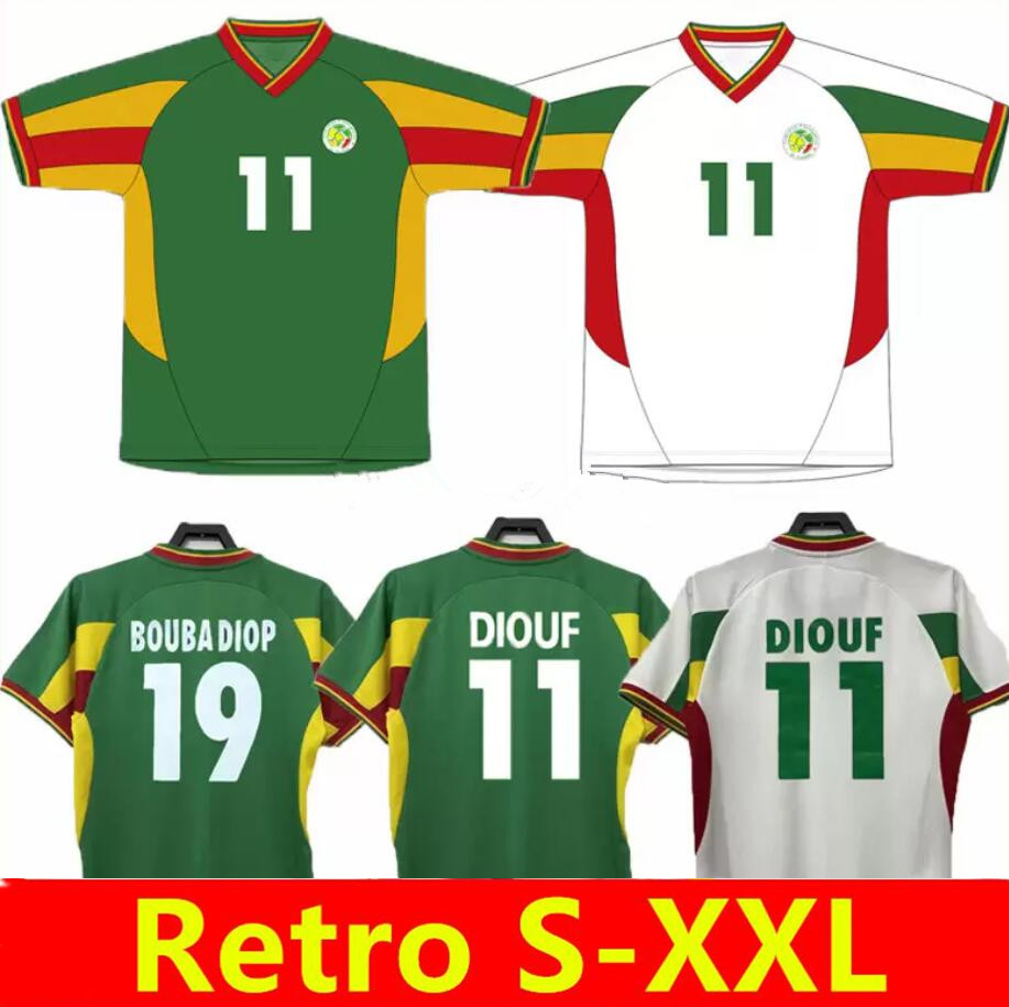 2002 2003 SENEGAL retro soccer jerseys MANE KOULIBALY GUEYE KOUYATE 02 03 O.DAF DIOP H.CAMARA KH.FADIGA DIOUF Vintage Classic football shirt Maillot de foot Uniforms