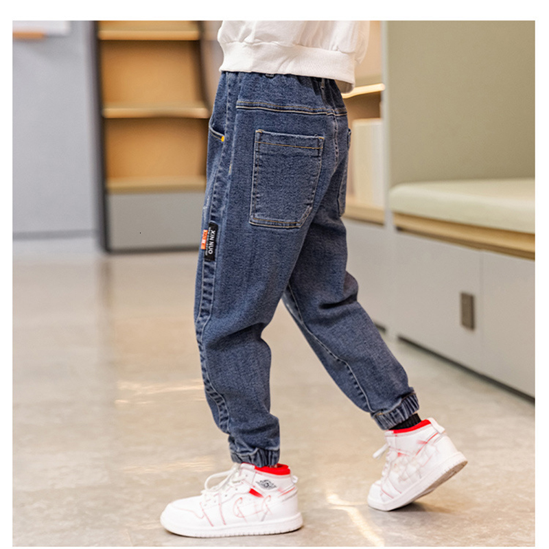 Jeans Boys Denim Jeans Baby Stretch Trousers Spring Autumn Bunched Foot Kids Casual Pants 230306