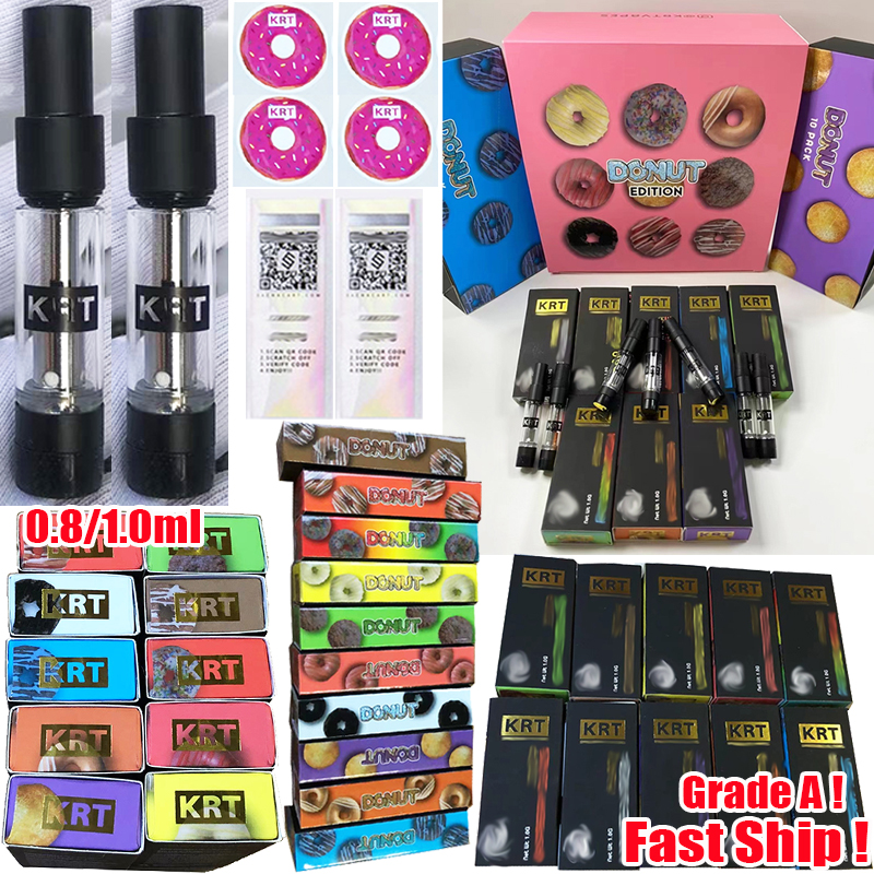 KRT Donut Edition Premum Atomizers 0.8ml 1.0ml Vape Cartridges Black Round Electronic Cigarettes Ceramic Coil 510 Thread 10 Strains Dab Wax Vaporizer Oil Carts Empty
KRT Donut Edition Premum Atomizers 0.8ml 1.0ml Vape Cartridges Black Round Electronic Cigarettes Ceramic Coil 510 Thread 10 Strains Dab Wax Vaporizer Oil Carts Empty