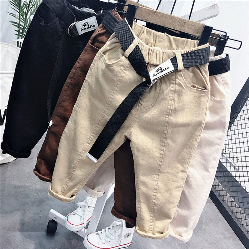 Jeans Boys Casual Pants With Belt Fashion Kids Long Pant Spring Autumn Winter Fashion Trousers Children Clothes 230306