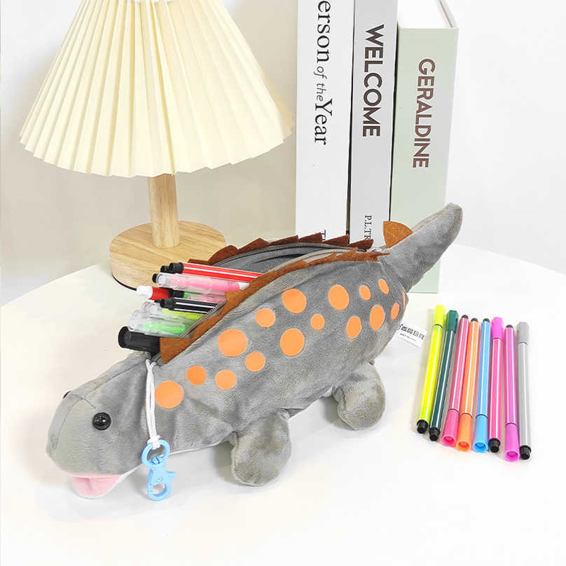 Pencil Bags Dinosaurs Plush Pencil Case School Supplies Pen Case Estuche Escolar Pencilcase Trousse Scolaire Kawaii Stationery Pencil Pouch J230306