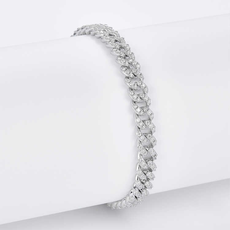 Yu Ying Wholesale Price 925 Silver Single Rows 6.5mm 10mm Wide Moissanite Diamond Necklace Cuban Link Chain for Mens/women