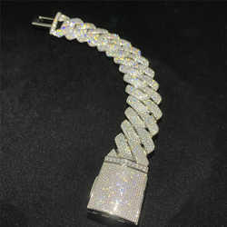 bracelet moissanite chain 4 Rows Heavy Miami Bracelet D Color Vvs Moissanite Link Chain Solid Sier Hip Hop Men Jewelry