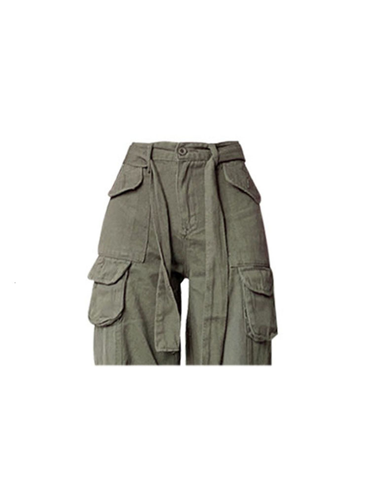 Women's Pants Capris Retro Army Green Overalls Wide Leg Cargo Women Pants Women's Trousers Sexy Low Waist Loose Casual Trousers Streetwear 2