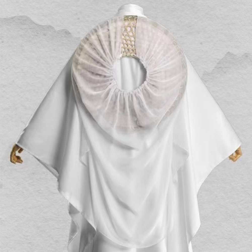 Anime Costumes Xie Lian Cosplay Come Tian Guan Ci Fu Cosplay Xielian Wigs Bamboo Hat Prop White Han Fu Anime Outfit Unisex Anime Clothes Z0301