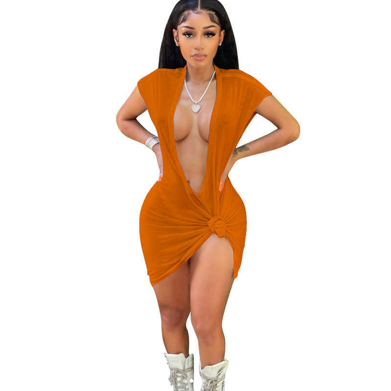 Womens T-Shirt 2023 summer fashion women white t shirts dress solid deep V-neck solid nightclub skirt blouses woman clothes