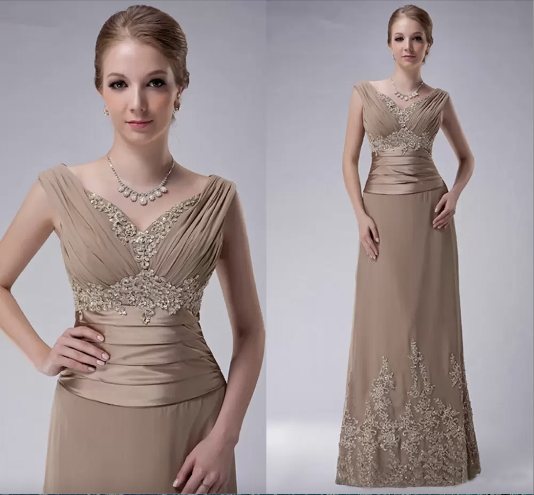 Plus Size Champagne Mother Of The Bride Dress A-Line Cap Sleeves Chiffon Lace Beaded Long Elegant Wedding Groom Gowns 2023 New
