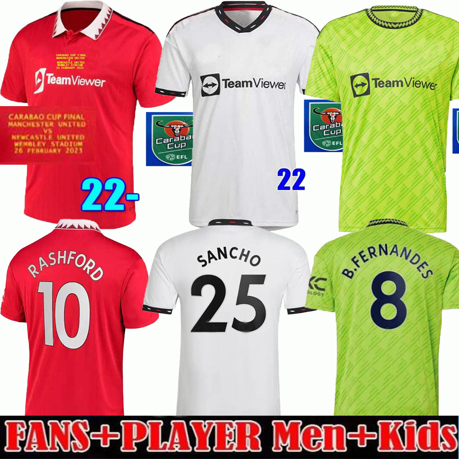 Fans Player 22 23 SANCHO soccer jerseys BRUNO FERNANDES RASHFORD football shirt 2022 2023 men kids kit MARTINEZ Ronaldo CASEMIRO ANTONY Garnacho Carabao Cup Final, 22/23 3rd aldult
Fans Player 22 23 SANCHO soccer jerseys BRUNO FERNANDES RASHFORD football shirt 2022 2023 men kids kit MARTINEZ Ronaldo CASEMIRO ANTONY Garnacho Carabao Cup Final, 22/23 3rd aldult