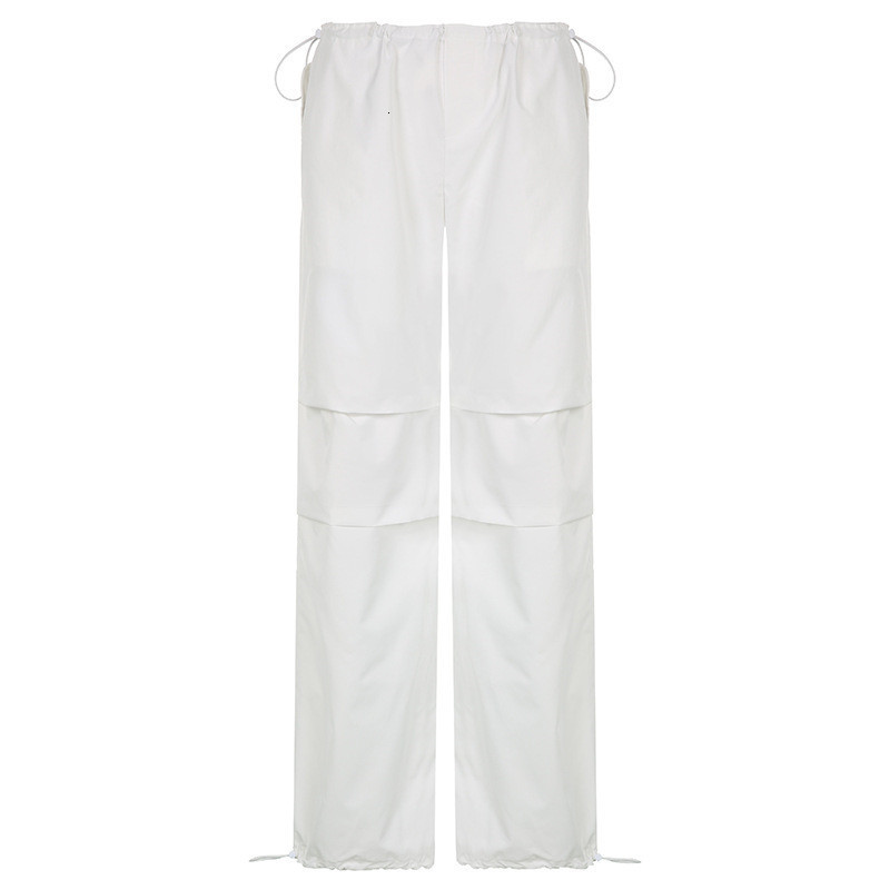 Women's Pants Capris Casual Women Trousers Solid Loose Drawstring Low Waist Streetwear Joggers Baggy Wide Leg Sweatpants Female Hippie Cargo Pant