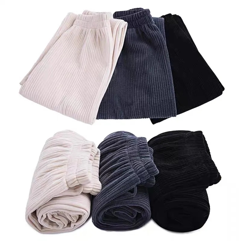 Women's Pants Capris BIYABY High Waisted Corduroy Wide Leg Pants Women Street Style Ribbed Straight Trousers Woman Casual Plus Size Loose Long Pa