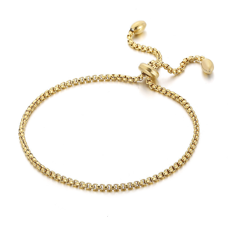 Charm Bracelets Fashion Women Silver Color Gold Stainless Steel Bead Bracelet Adjustable Jewelry Gift 230306