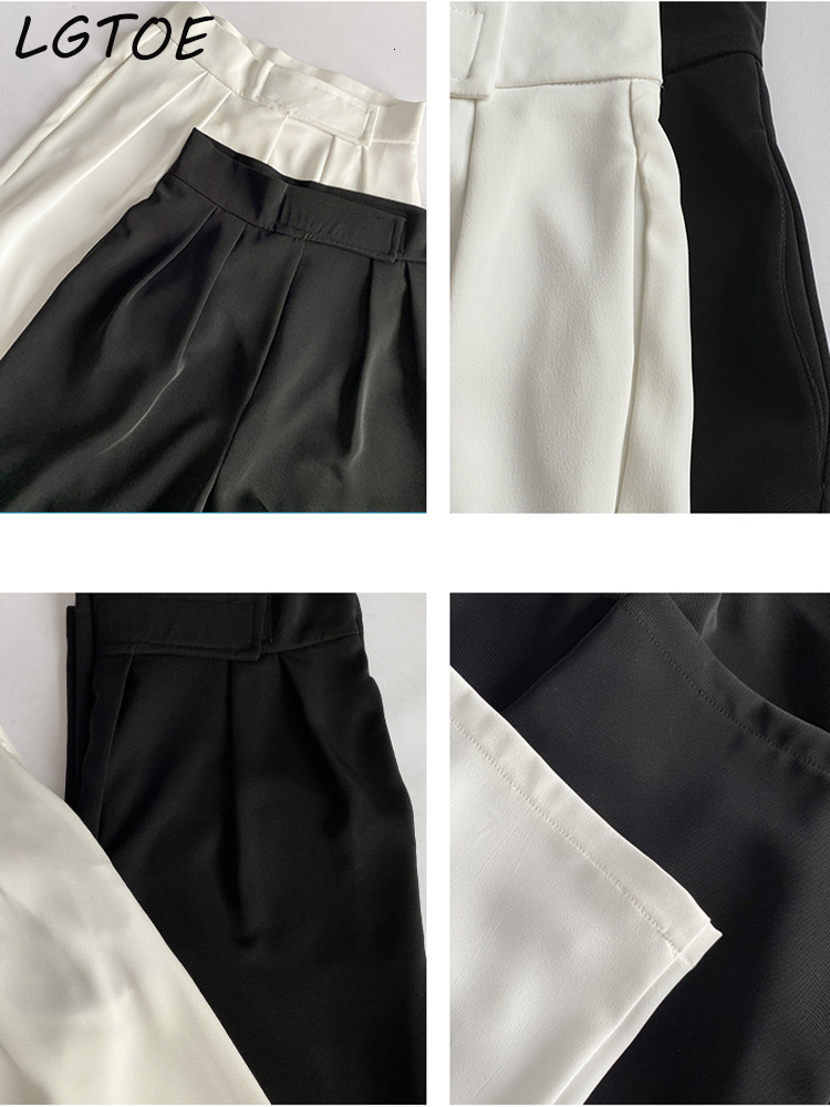 Women's Pants Capris Casual High Waist Wide Leg Pants Women Loose Floor-Length Oversized Trousers Spring Summer Korean White Suit Pants 230306