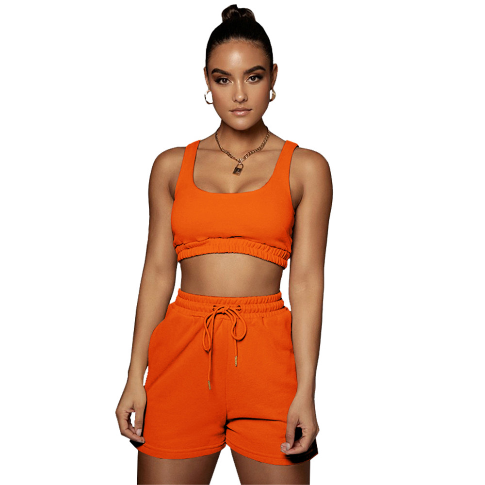 2024 Designer Summer Tracksuits Two Piece Sets Women Jogger Suits Solid Sleeveless tank top and Shorts Casual Outfits Sportswear Bulk items Wholesale 