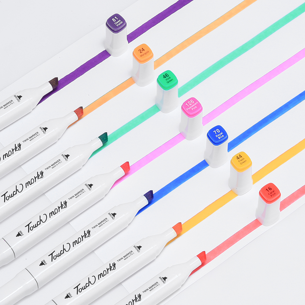 Markers Mark Pen 36486080168 Colors Art Manga Sketching Alcohol Felt Dual Brush For Bookmark Drawing Gift 230306