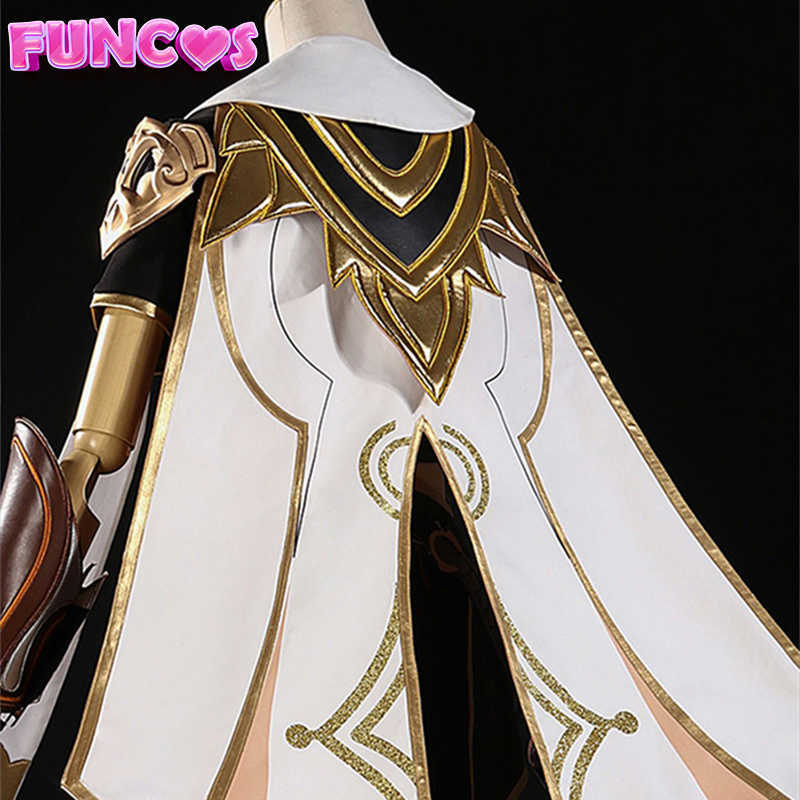 Anime Costumes Genshin Impact Aether Cosplay Come Traveler Light Gold Braid Wig Cloak Scarf Gloves Belt Earring Pants Hair Accessories Game Z0301