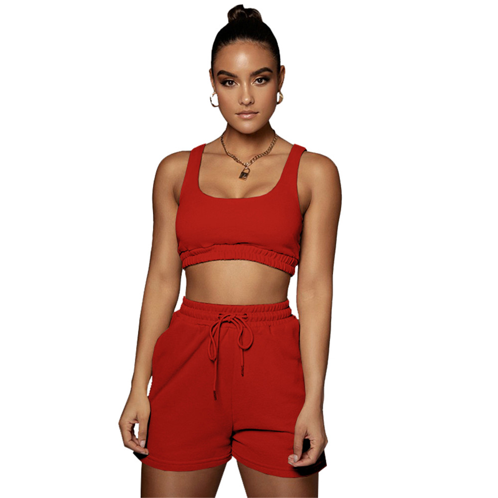 2024 Designer Summer Tracksuits Two Piece Sets Women Jogger Suits Solid Sleeveless tank top and Shorts Casual Outfits Sportswear Bulk items Wholesale 