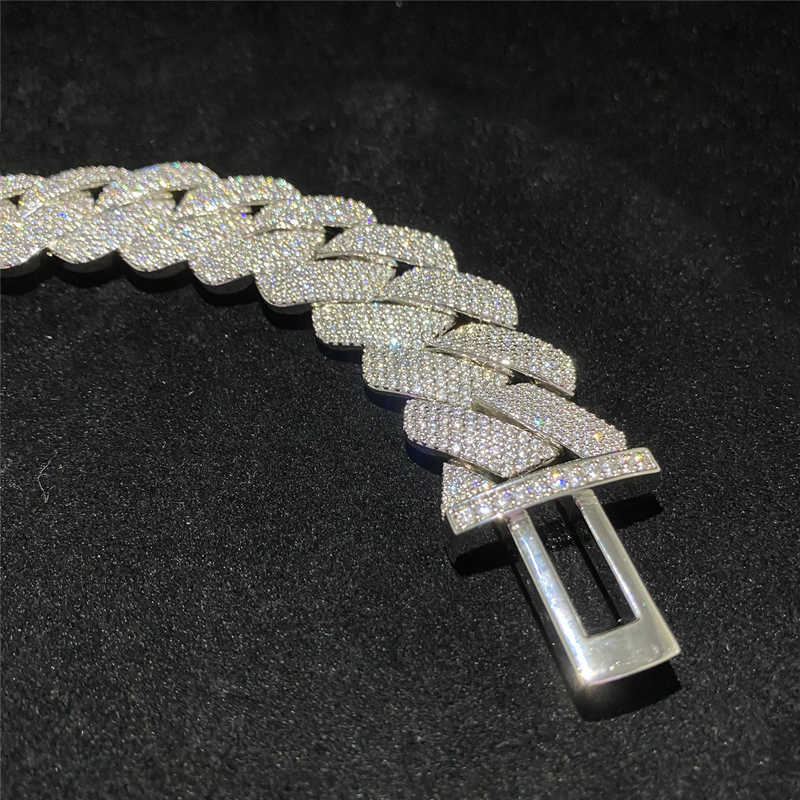 bracelet moissanite chain 4 Rows Heavy Miami Bracelet D Color Vvs Moissanite Link Chain Solid Sier Hip Hop Men Jewelry
