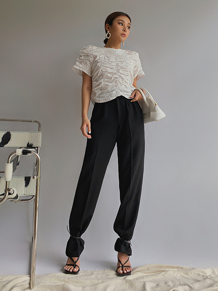 Women's Pants Capris Spring Office Lady High Quality Elegant Casual Fashion Wide Leg Women Female Pants s 230306