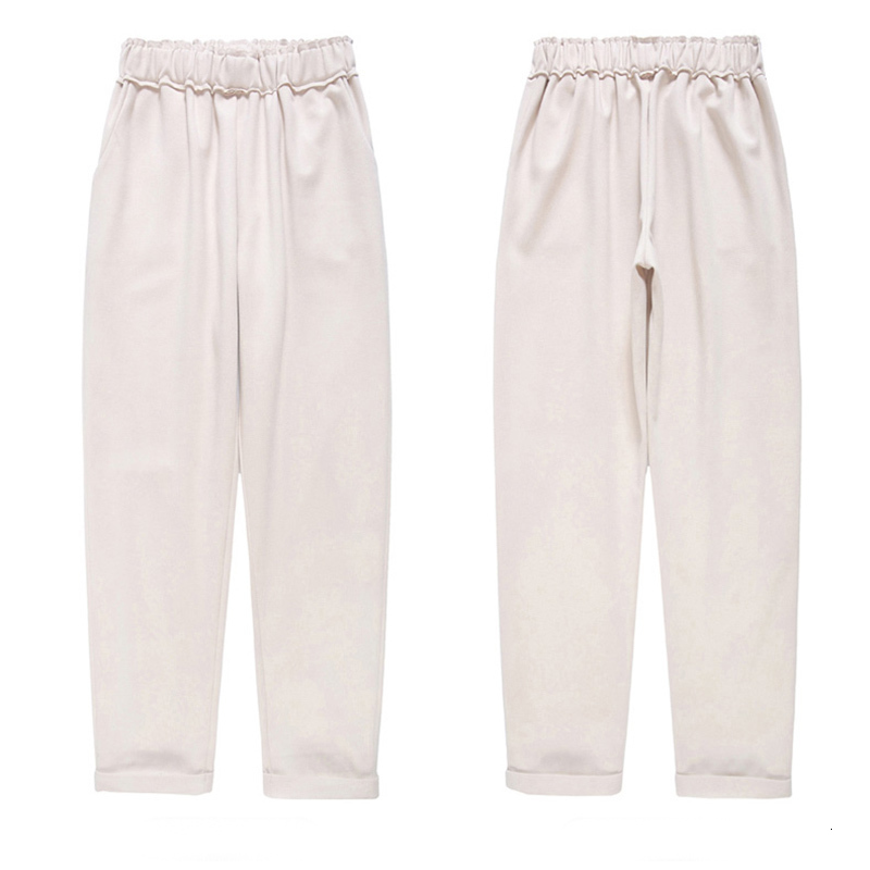 Women's Pants Capris Women Woolen Pants Autumn Winter Casual Solid Elastic Waist Harem pants full length Trousers S-XXL 230306