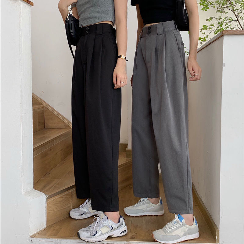 Women's Pants Capris Straight Pants Women BF Style Chic Trendy Ladies Ankle-Length Trousers Summer All-match College Classic Teens Pantalones 230