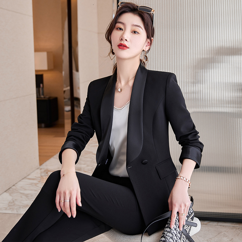 Women's Suits Blazers Elegant Pink Formal Professional Women Business Suits Spring Summer Uniform Styles Office Work Wear Suits Career Interview 
