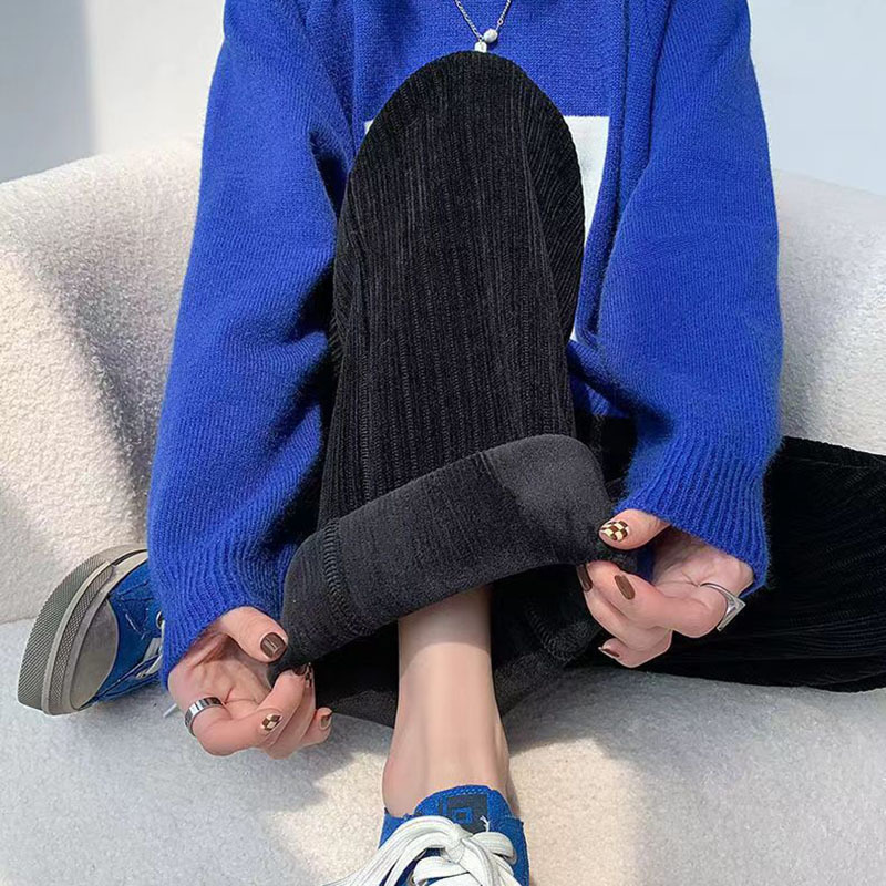 Women's Pants Capris BIYABY High Waisted Corduroy Wide Leg Pants Women Street Style Ribbed Straight Trousers Woman Casual Plus Size Loose Long Pa