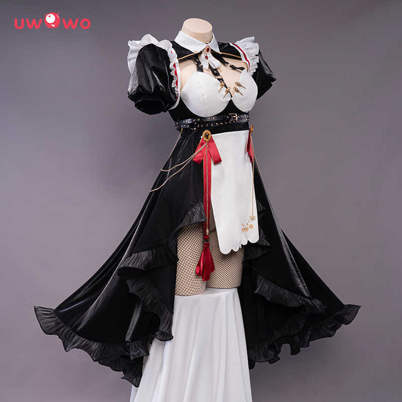 Anime Costumes UWOWO Rosaria Cosplay Maid Come Game Genshin Impact Fanart Maid Ver Dress Halloween Christmas Come Role Play Z0301