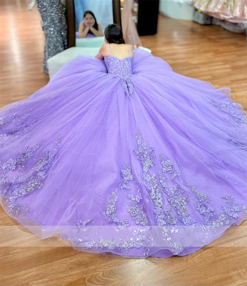 Princess Lilac Purple Sweetheart Ball Gowns Quinceanera Dress Beaded Birthday Party Gown Appliques Prom Dresses Robe De Bal 322 Es Es