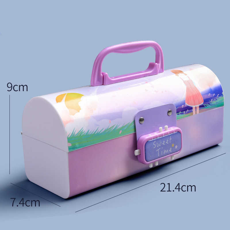 Pencil Bags Trousse Scolaire Portable Creative Pencil Case Multifunction With Password Lock Large Capacity Pencil Case School Stationery J230306