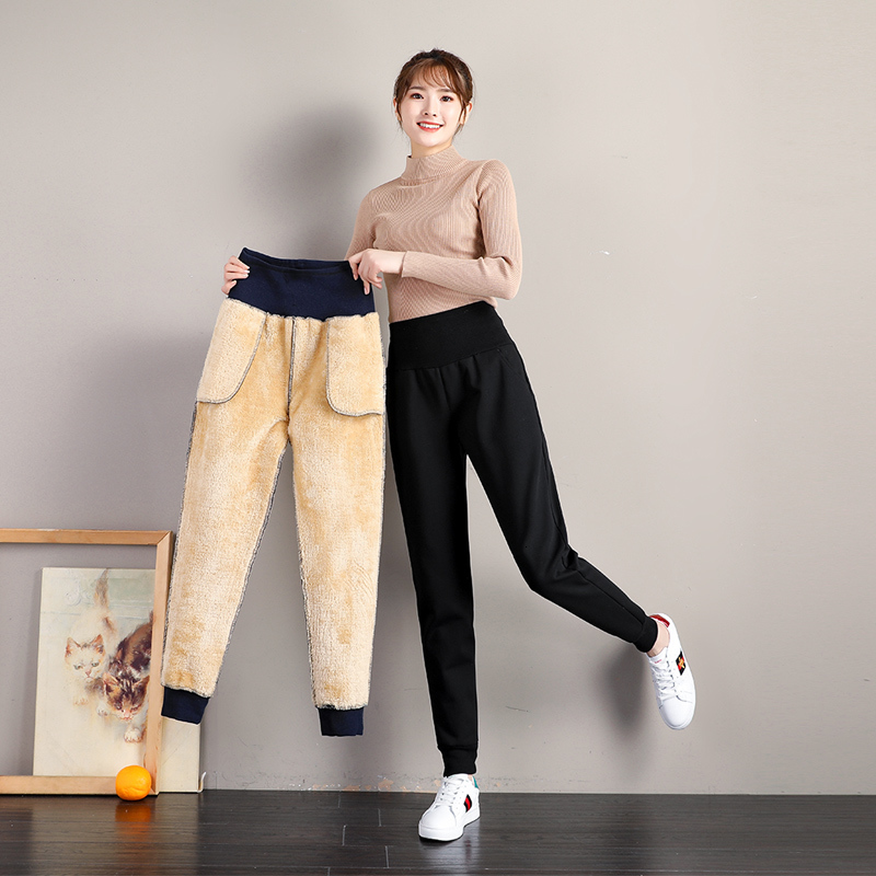 Women's Pants Capris Harem Pants Women Korean Style Casual Loose Sweatpants Thick Warm Winter Velvet Female Trousers High Waist Cashmere Joggers 
