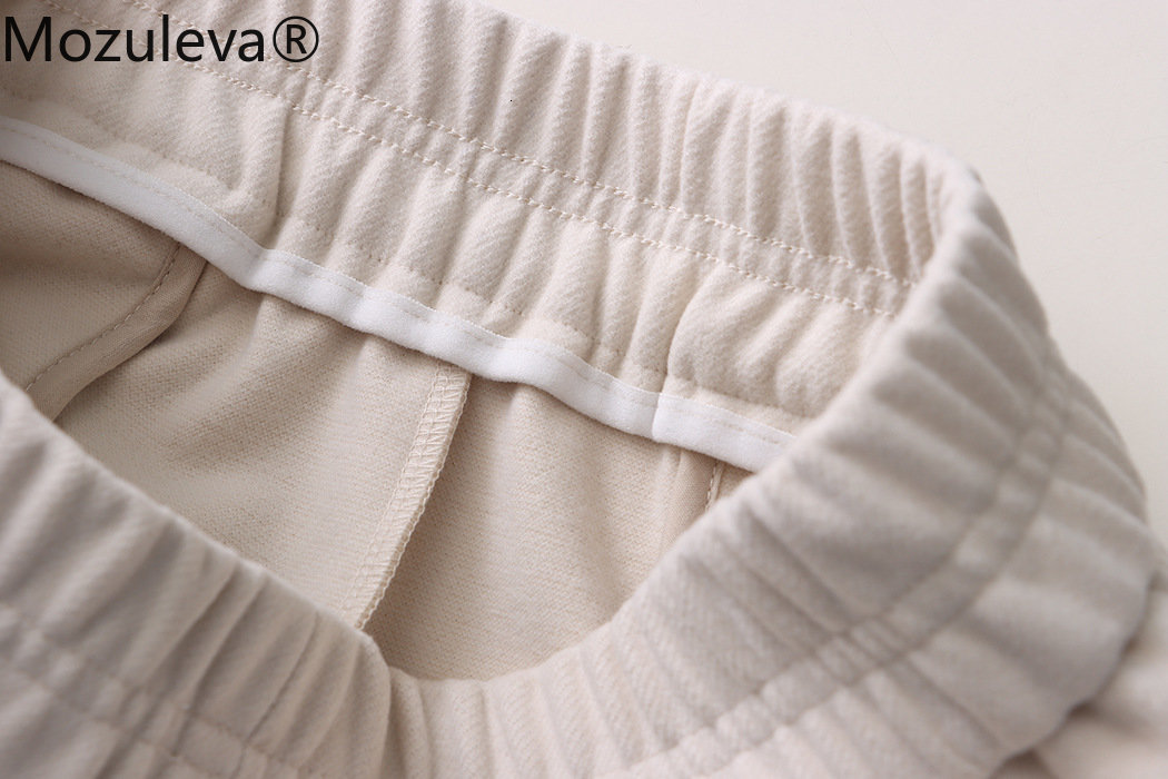 Women's Pants Capris Mozuleva Women Winter Woolen Pants Autumn High Waist Straight Long Pants Female Streetwear Trouser Full Length Wide Leg Trou