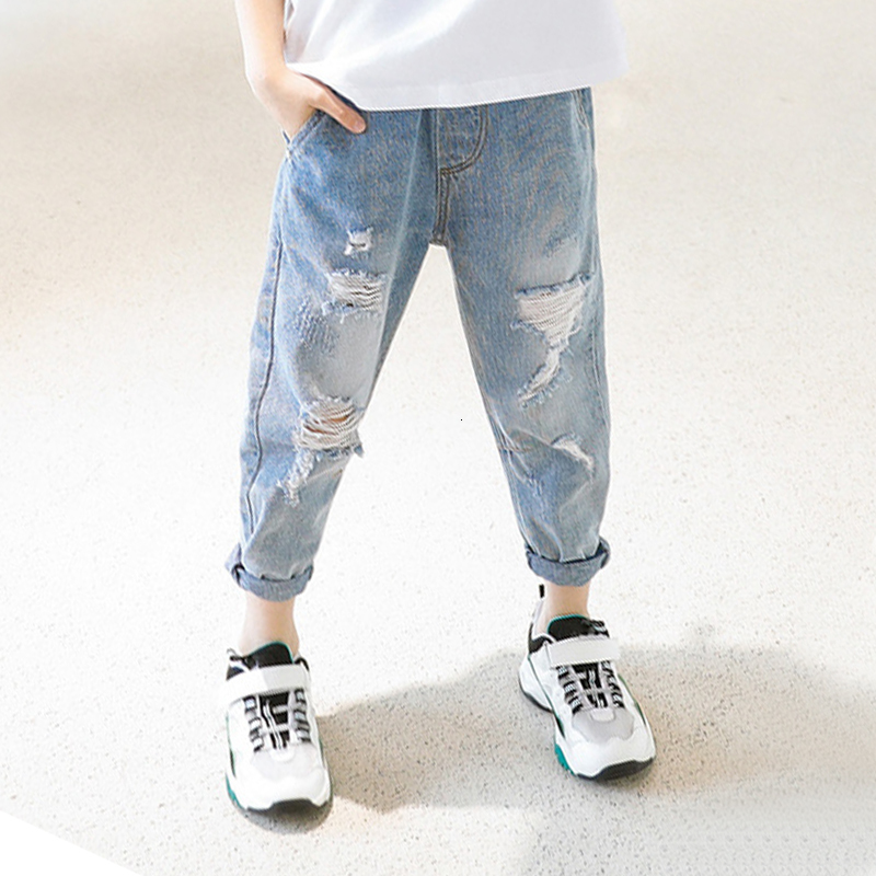 Jeans IENENS 4-13 Years Boys Jeans Clothes Kids Cowboy Long Pants Children Denim Trousers Clothes Spring Baby Boy Casual Stretch Jeans 230306