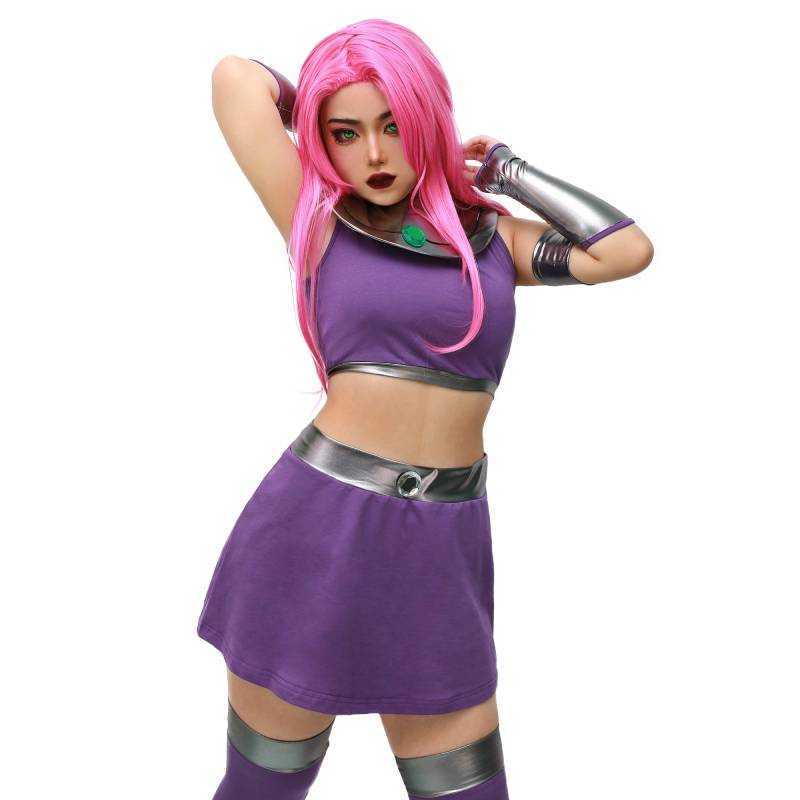 Anime Costumes Starfire Cosplay Halloween Comes for Women Starfire Come Women Valorant Cosplay High Quality Set of Tank Top and Skirts Z0301