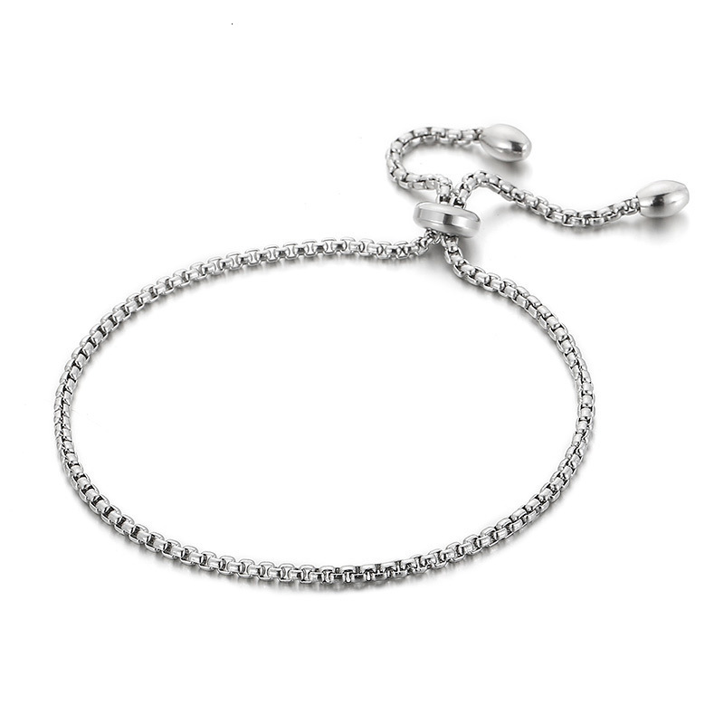 Charm Bracelets Fashion Women Silver Color Gold Stainless Steel Bead Bracelet Adjustable Jewelry Gift 230306