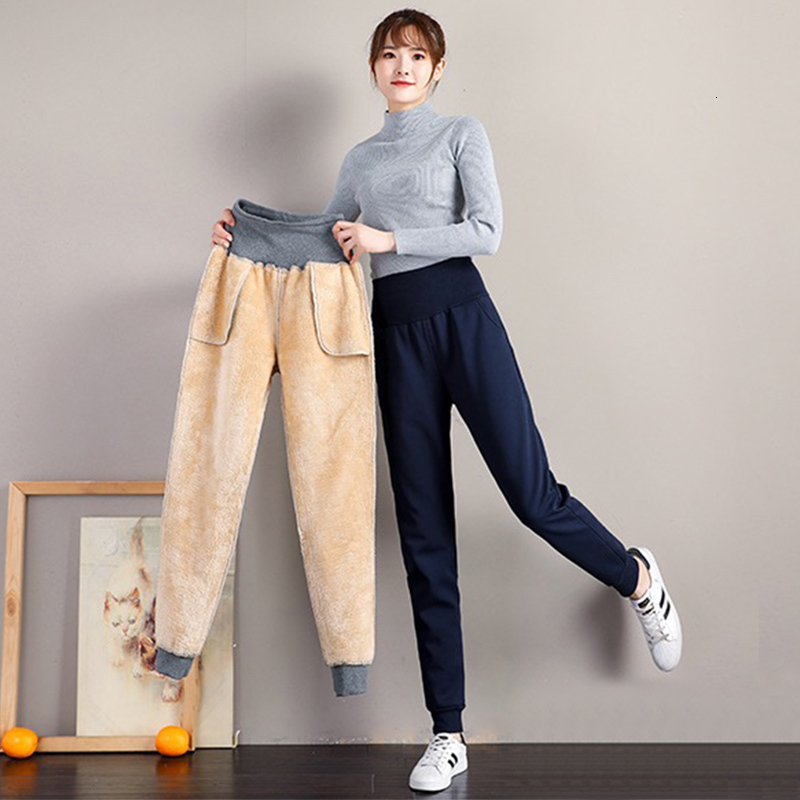 Women's Pants Capris Harem Pants Women Korean Style Casual Loose Sweatpants Thick Warm Winter Velvet Female Trousers High Waist Cashmere Joggers 