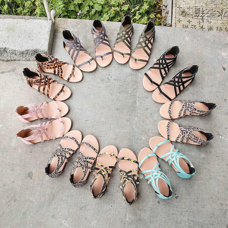 Womens Sandals summer Cross strap Sandla Flats Shoes European Rome Style Sandalias For Ladies Y200405