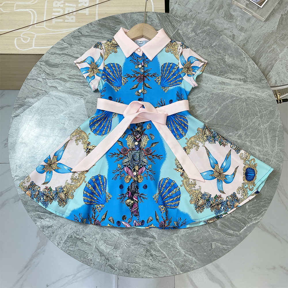 Girl's Dresses Designer Children's Clothing Summer Holiday Starfish Print Shirt Lapel Girl Dress Party Daily Dress Thin high quality, Blue
Girl's Dresses Designer Children's Clothing Summer Holiday Starfish Print Shirt Lapel Girl Dress Party Daily Dress Thin high quality, Blue