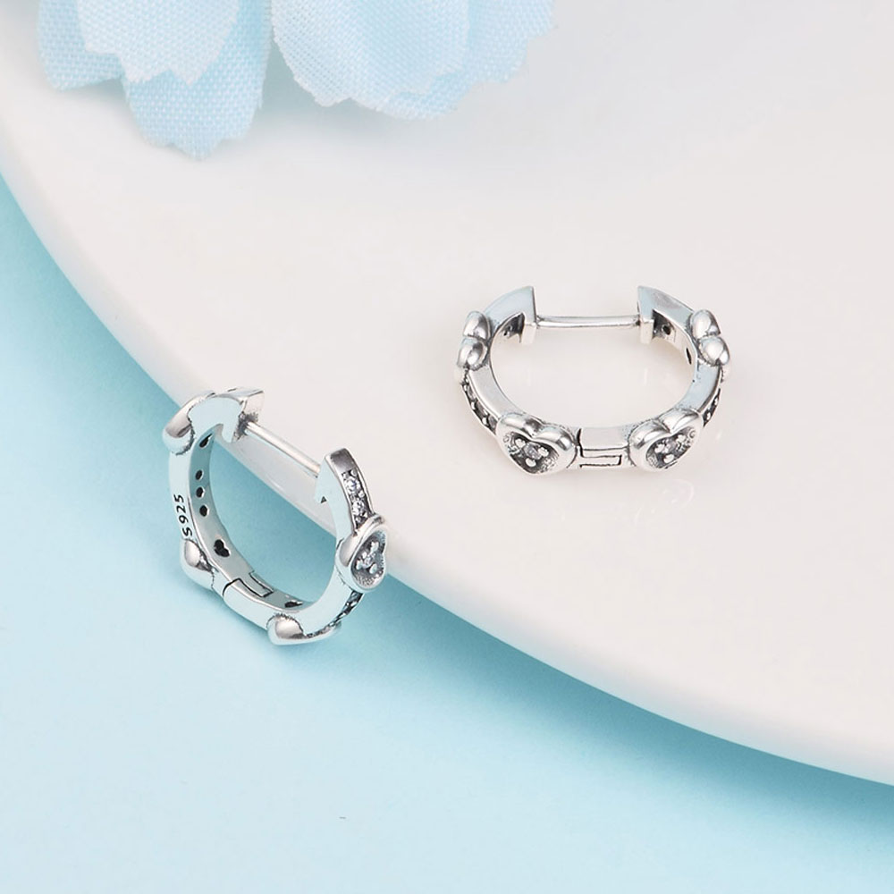 925 Sterling Silver Hoop Earrings Radiant Sparkling Hearts Earrings Fits European Pandora Style Jewelry Fashion Earrings
925 Sterling Silver Hoop Earrings Radiant Sparkling Hearts Earrings Fits European Pandora Style Jewelry Fashion Earrings