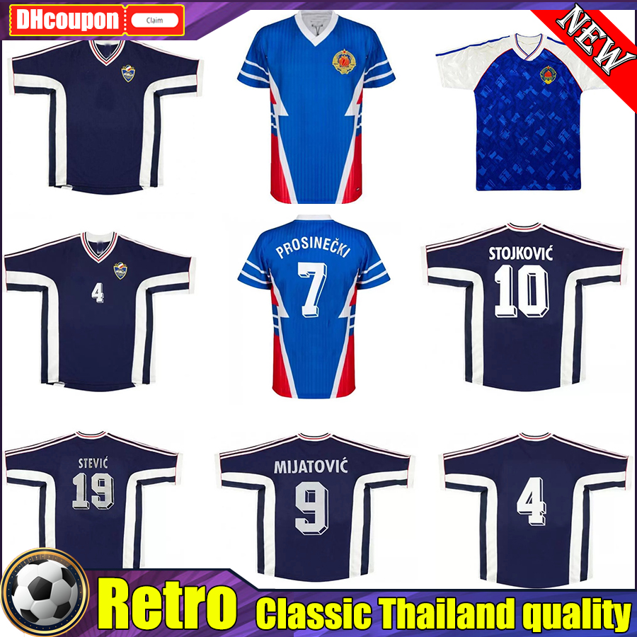 Yugoslavia retro Soccer Jerseys 1990 1991 1998 1999 2000 home blue away white #9 MILOSEVIC #10 STOJKOVIC Vintage Classic top thai quality Football Shirts, 03
Yugoslavia retro Soccer Jerseys 1990 1991 1998 1999 2000 home blue away white #9 MILOSEVIC #10 STOJKOVIC Vintage Classic top thai quality Football Shirts, 03
