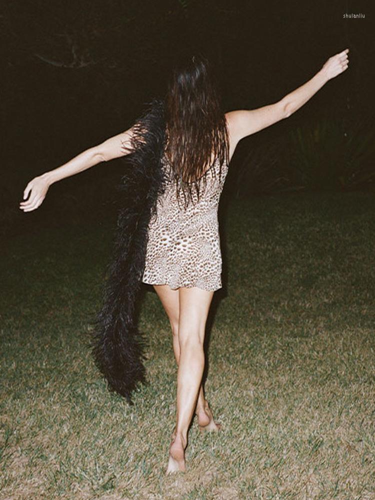 Casual Dresses Silk Leopard Print Slip Mini Dress Sexy Slim Backless Classic Vintage Long Women's Streetwear Music Festival Party
