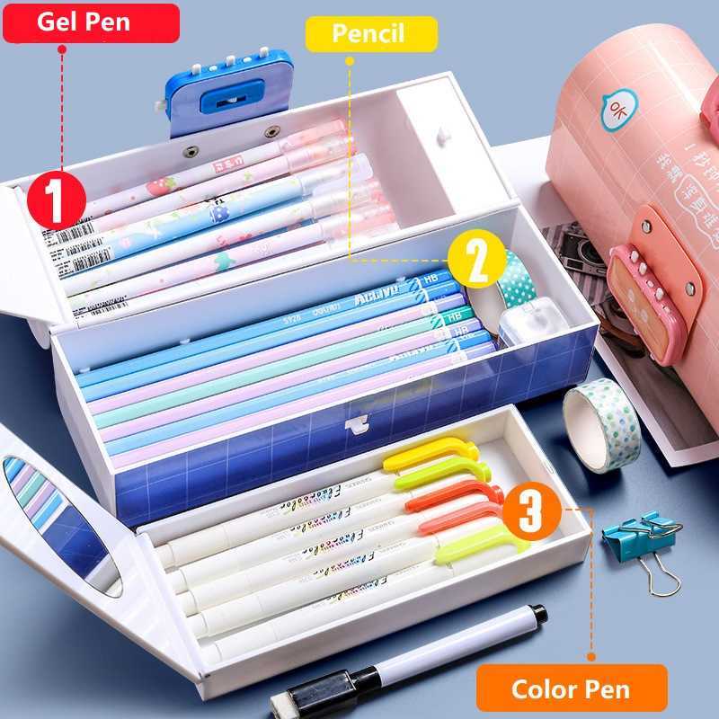 Pencil Bags Trousse Scolaire Portable Creative Pencil Case Multifunction With Password Lock Large Capacity Pencil Case School Stationery J230306