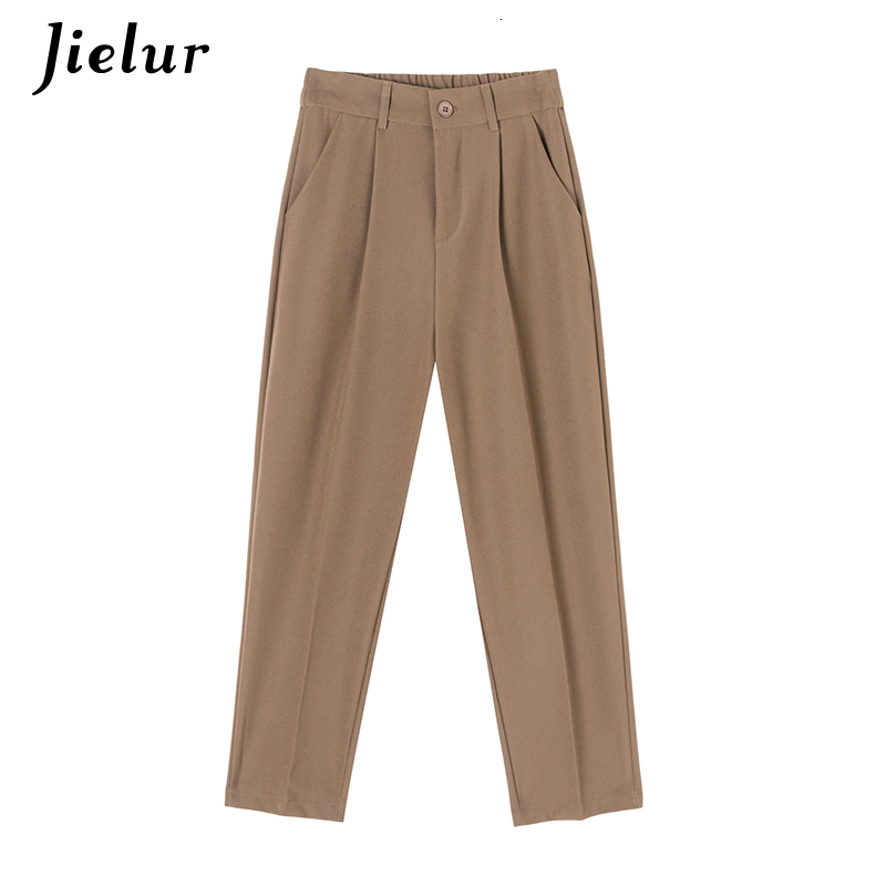 Women's Pants Capris Jielur Fashion Female Pants Spring Straight Black White Khaki Trousers Suits Formal Casual S-XL Women's Pants Harajuku 