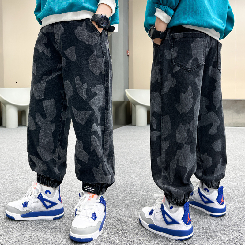 Jeans Boys Graphic Printing Jeans Fashion Autumn Clothes Children's Jeans Spring and Autumn Outer Wear Trousers 5 to 16 Years 230306