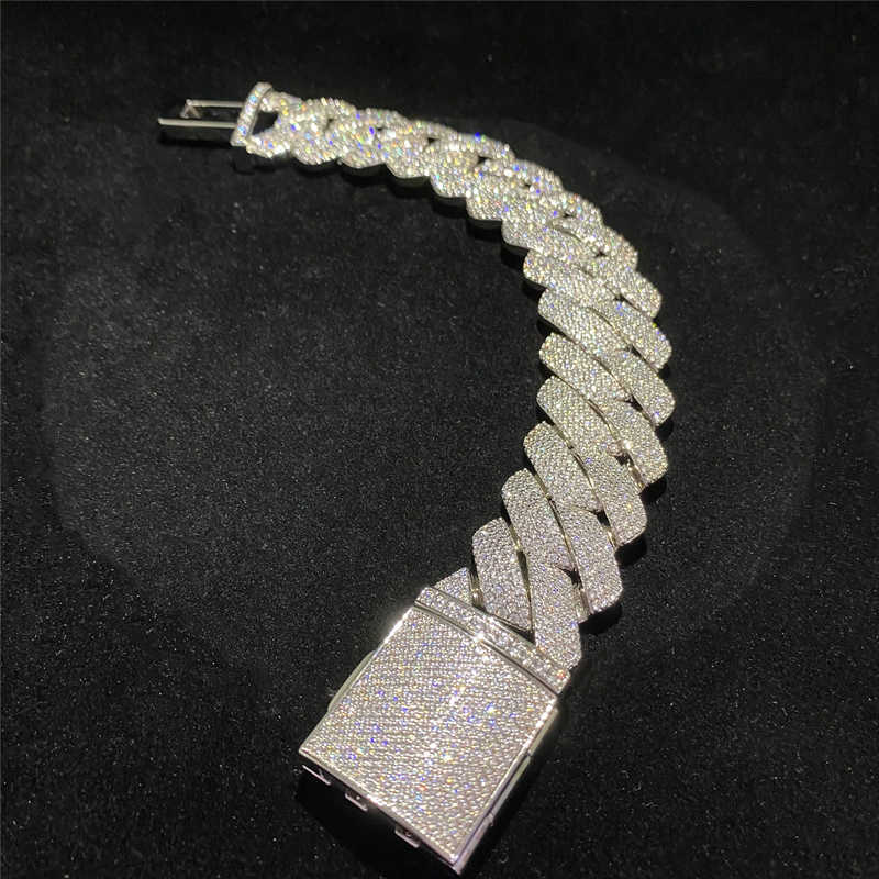 bracelet moissanite chain 4 Rows Heavy Miami Bracelet D Color Vvs Moissanite Link Chain Solid Sier Hip Hop Men Jewelry