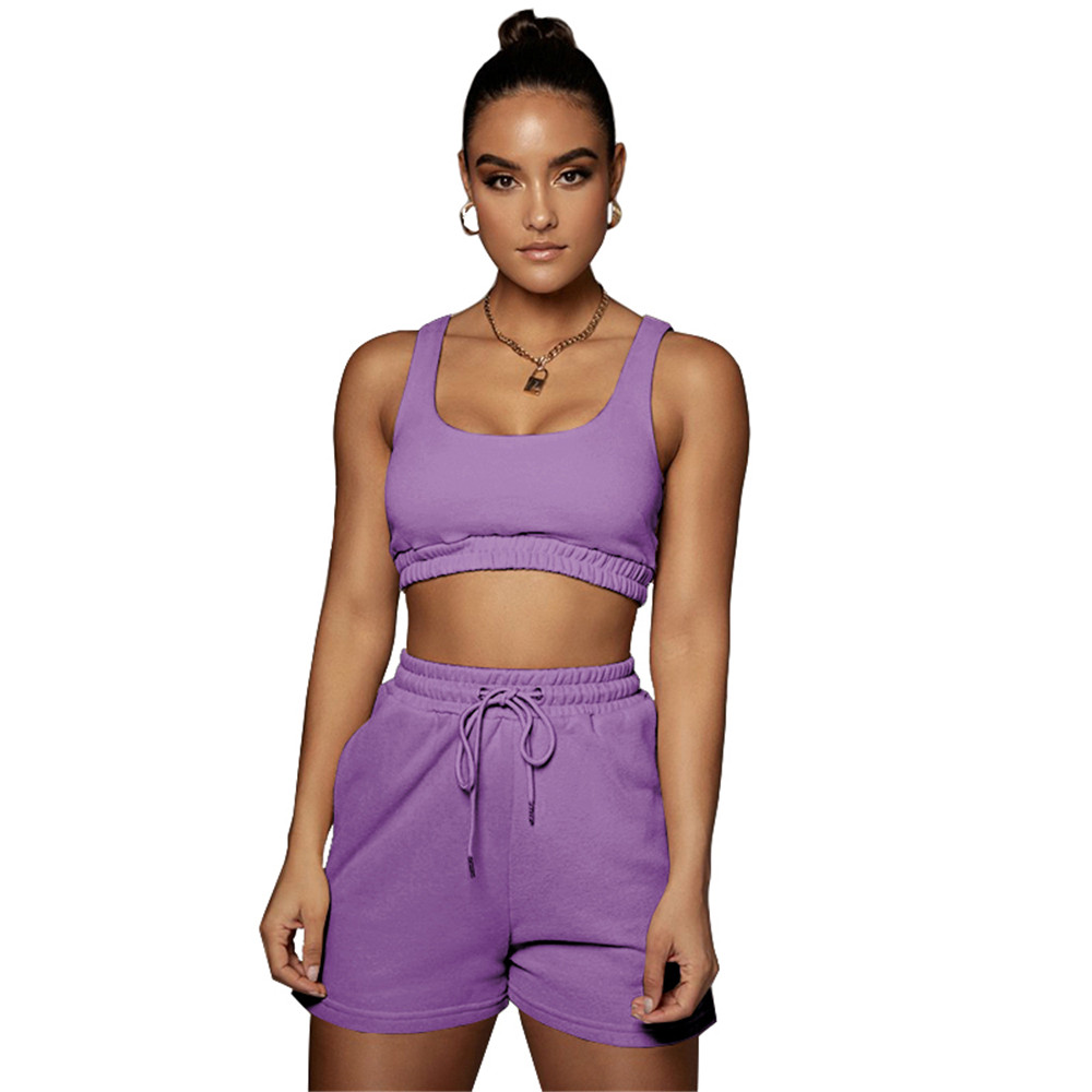 2024 Designer Summer Tracksuits Two Piece Sets Women Jogger Suits Solid Sleeveless tank top and Shorts Casual Outfits Sportswear Bulk items Wholesale 