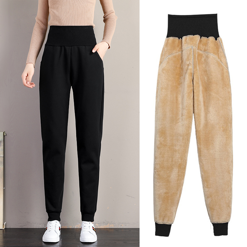 Women's Pants Capris Harem Pants Women Korean Style Casual Loose Sweatpants Thick Warm Winter Velvet Female Trousers High Waist Cashmere Joggers 