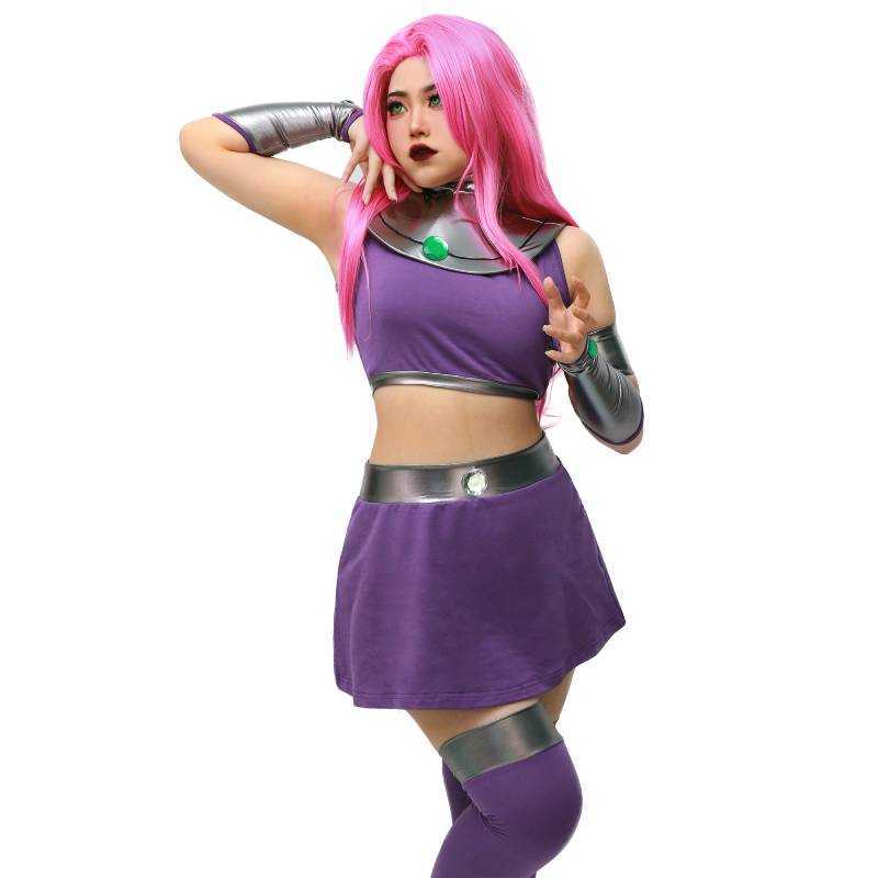 Anime Costumes Starfire Cosplay Halloween Comes for Women Starfire Come Women Valorant Cosplay High Quality Set of Tank Top and Skirts Z0301