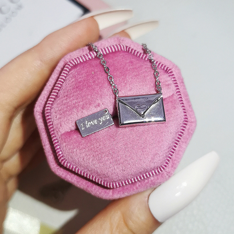 Love Letter Pendant Necklace in Sterg Sier - Simple & Sweet Jewelry for Women's Wedding, Party, or Promise Gift